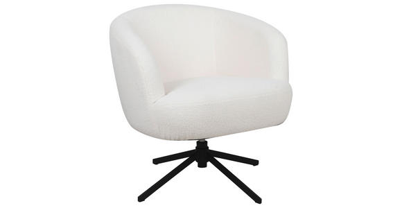 SESSEL in Teddystoff Weiß - Schwarz/Weiß, Design, Textil/Metall (74/74/72cm) - Cantus