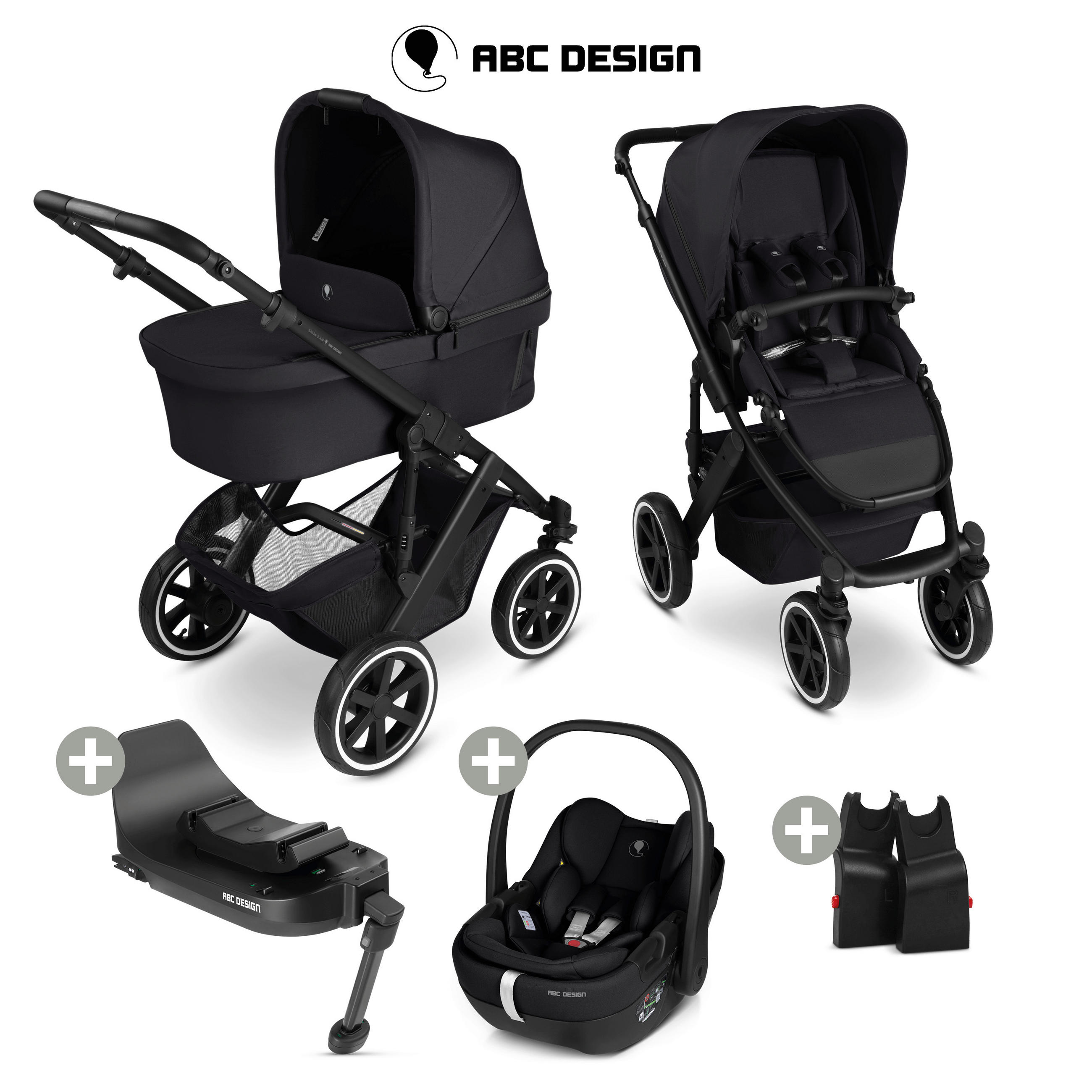 KINDERWAGENSET Salsa 5 Air 4in1 Set Calla  - Schwarz, Basics, Textil/Metall (63/118/95.5cm) - ABC Design