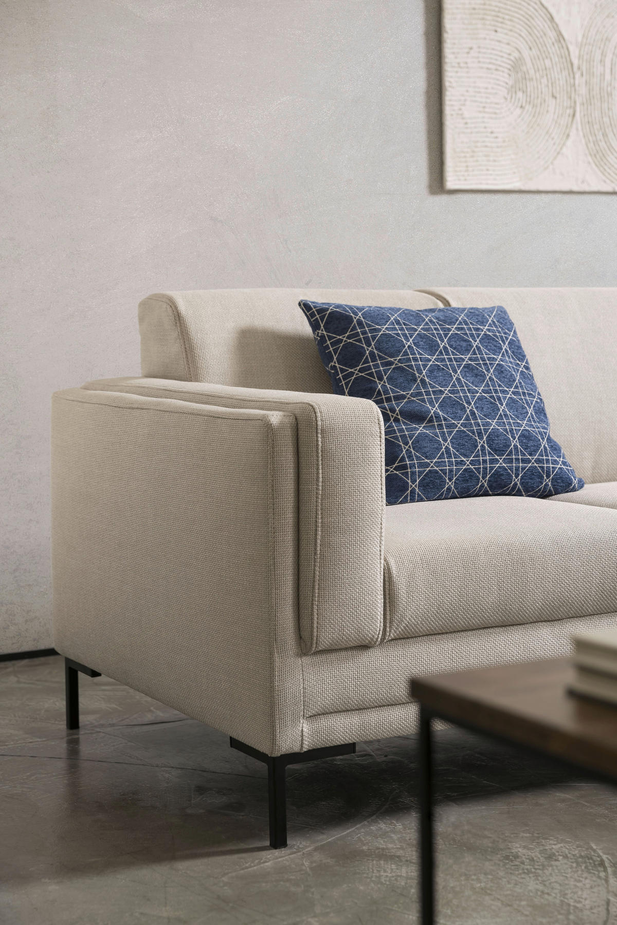 ECKSOFA in Webstoff Beige  214/146 cm  - Beige/Schwarz, Design, Textil/Metall (214/146cm) - LOOKS by W.Joop