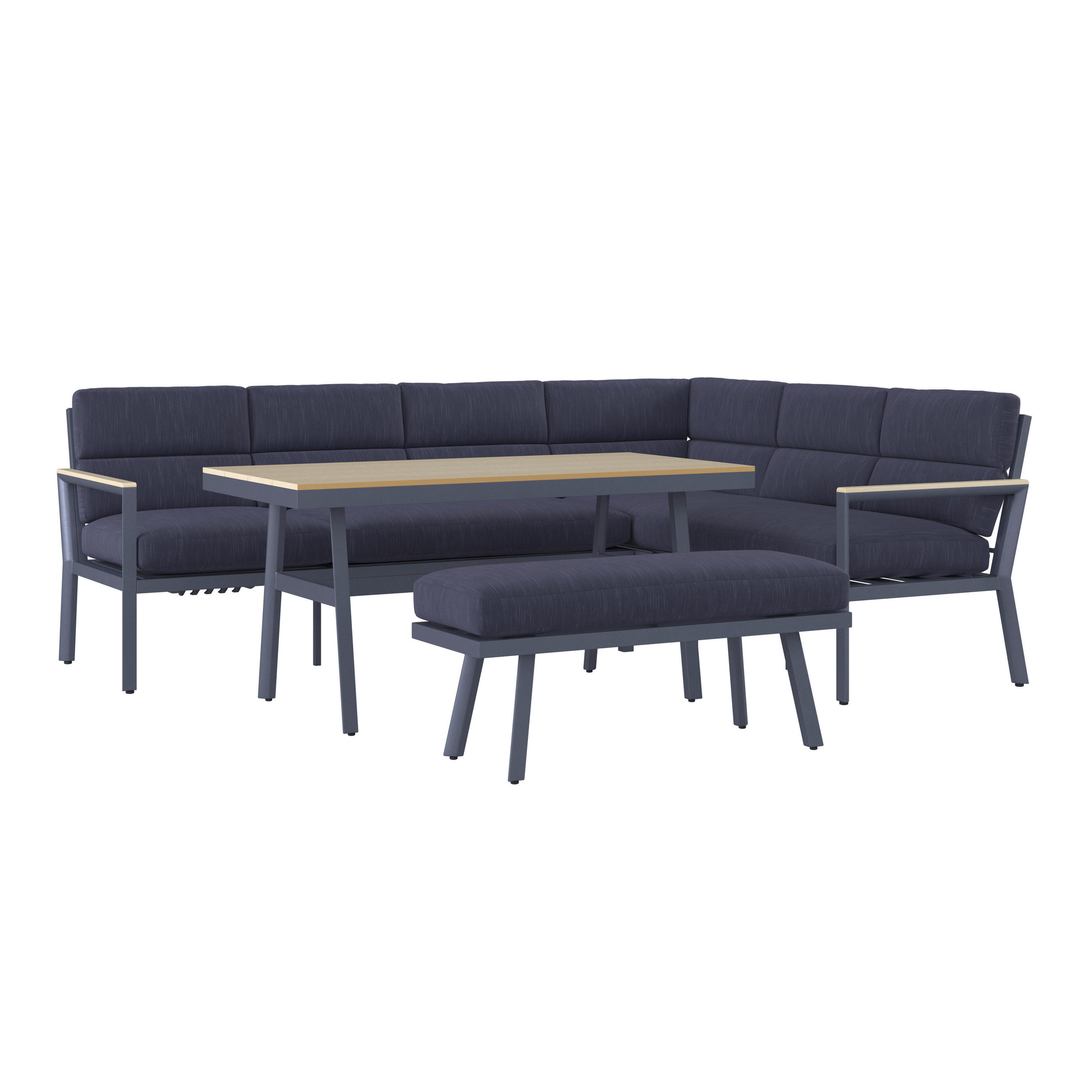 JÍDELNÍ TERASOVÁ SOUPRAVA 4dílné, kov, plast, textil - šedá/tmavě šedá, Moderní, kov/textil - Ambia Garden