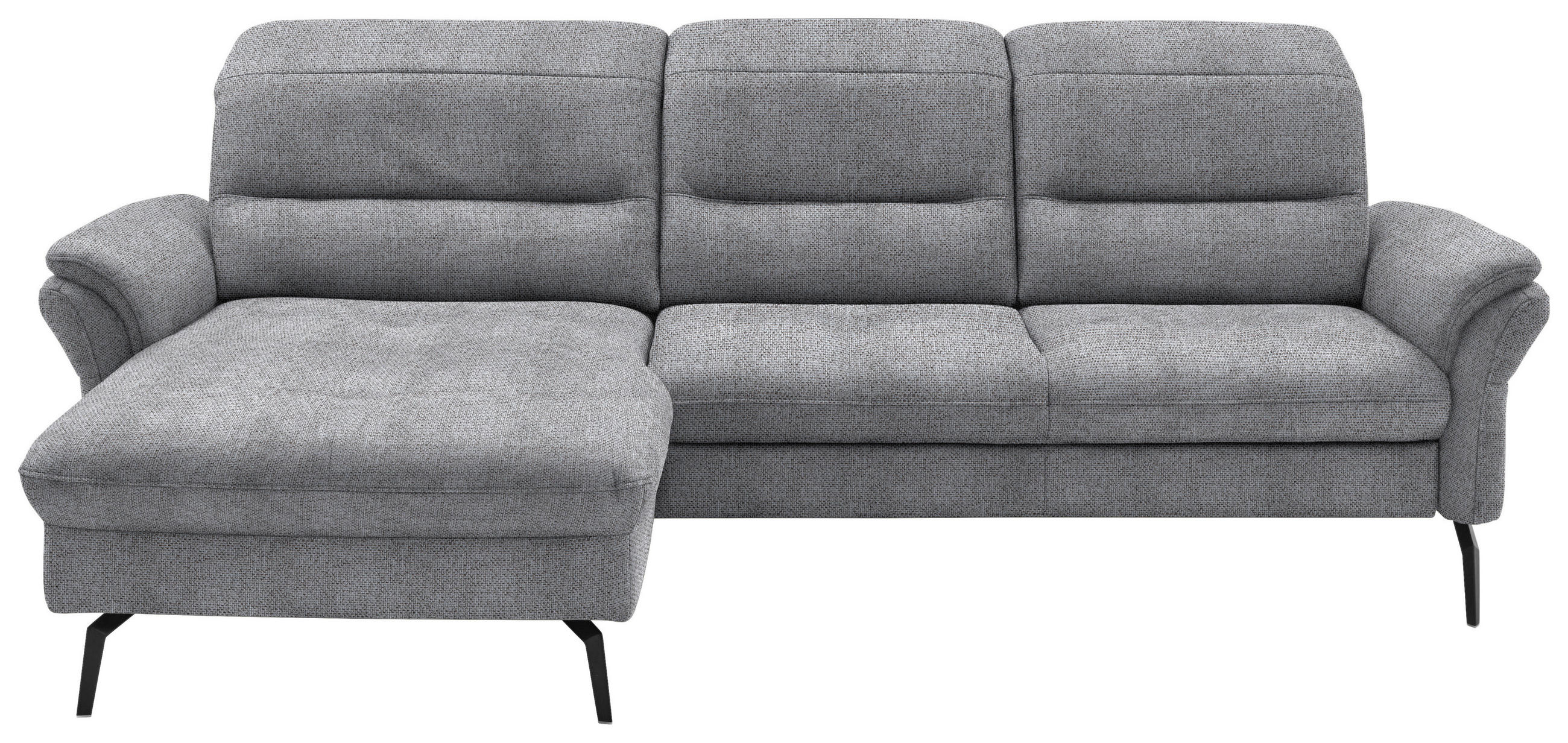 ECKSOFA in Flachgewebe Grau  - Schwarz/Grau, Konventionell, Textil/Metall (181/260cm) - Beldomo Speed