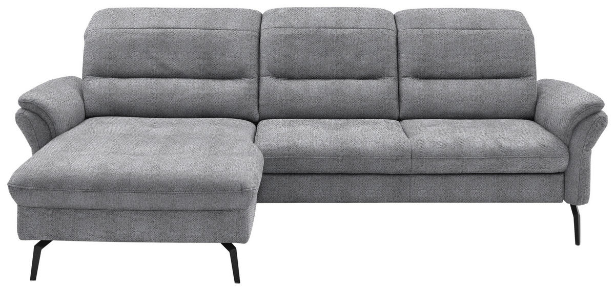 ECKSOFA in Flachgewebe Grau  181/260 cm  - Schwarz/Grau, KONVENTIONELL, Textil/Metall (181/260cm) - Beldomo Speed