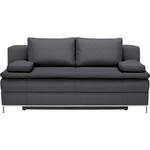 BOXSPRINGSOFA in Flachgewebe Dunkelgrau  - Chromfarben/Dunkelgrau, Design, Textil/Metall (200/93/107cm) - Novel