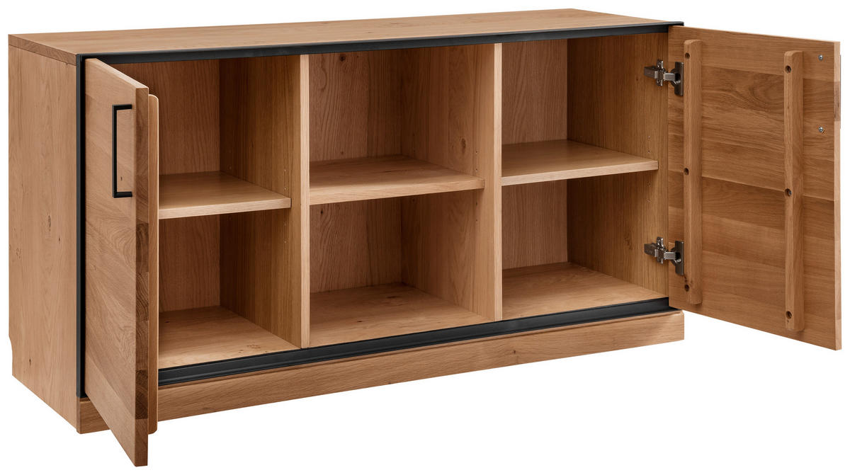 KOMMODE  in 120/66/42 cm  - Eichefarben/Schwarz, Natur, Holz/Metall (120/66/42cm) - Linea Natura