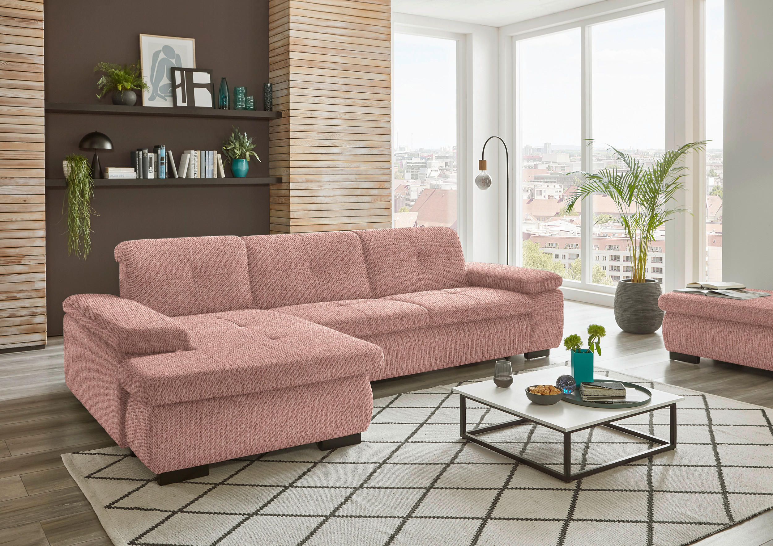 ECKSOFA in Flachgewebe Orange  - Schwarz/Orange, Design, Textil/Metall (174/297cm) - Beldomo Style