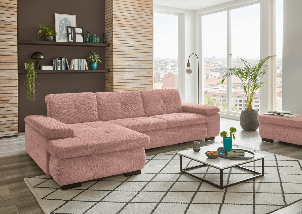ECKSOFA in Flachgewebe Orange  - Schwarz/Orange, Design, Textil/Metall (174/297cm) - Beldomo Style