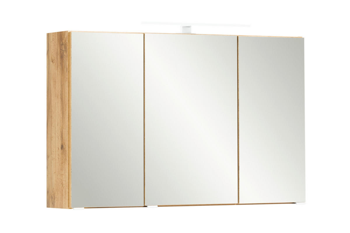 SPIEGELSCHRANK 100/64/20 cm  - Eiche Wotan/Alufarben, Natur, Glas/Holzwerkstoff (100/64/20cm) - Xora