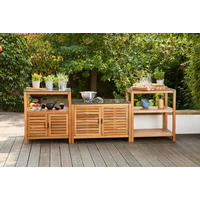 OUTDOORKÜCHE - Schwarz/Akaziefarben, MODERN, Holz/Stein (75/87/52cm) - Siena Garden