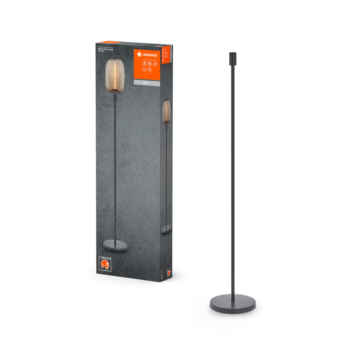 LEUCHTENFUß Decor Stick Floor 26/146 cm   - Dunkelgrau, Basics, Metall (26/146cm) - Ledvance
