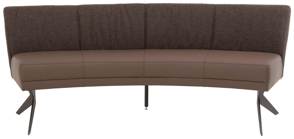 SITZBANK 220/90/67 cm beflockt Echtleder Hellbraun, Graubraun Metall  - Hellbraun/Dunkelbraun, Design, Leder/Textil (220/90/67cm) - Bert Plantagie