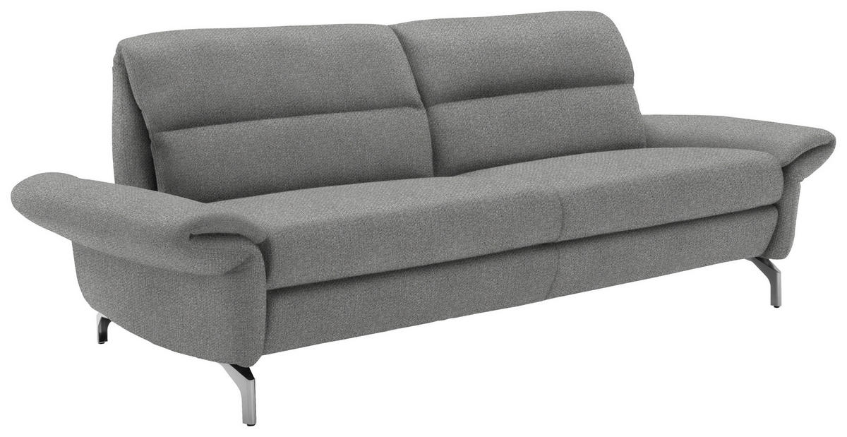 2,5-SITZER in Flachgewebe Hellgrau  - Hellgrau/Nickelfarben, Design, Textil/Metall (212/87/100cm) - Schöner Wohnen