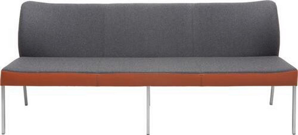 SITZBANK 280/89/65 cm Filz Echtleder Dunkelgrau, Kupferfarben  - Edelstahlfarben/Dunkelgrau, Design, Leder/Textil (280/89/65cm) - Bert Plantagie