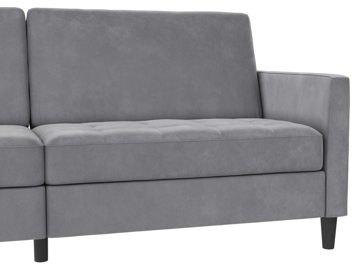 SCHLAFSOFA Velours Grau  - Schwarz/Grau, Basics, Kunststoff/Textil (207/86/86cm) - Livetastic