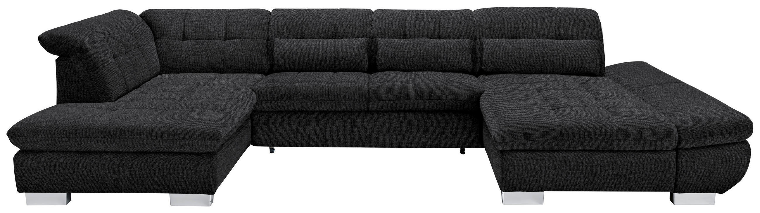 WOHNLANDSCHAFT in Mikrofaser Graphitfarben  - Chromfarben/Graphitfarben, Design, Kunststoff/Textil (211/350/204cm) - Xora