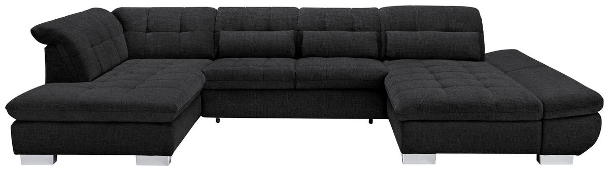WOHNLANDSCHAFT in Mikrofaser Graphitfarben  - Chromfarben/Graphitfarben, Design, Kunststoff/Textil (211/350/204cm) - Xora