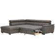 ECKSOFA in Lederlook Grau  230/263 cm  - Schwarz/Grau, Design, Kunststoff/Textil (230/263cm) - Hom`in
