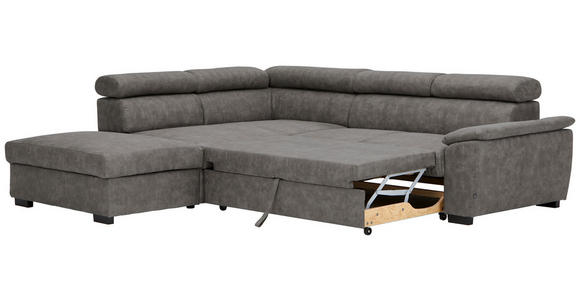 ECKSOFA in Lederlook Grau  230/263 cm  - Schwarz/Grau, Design, Kunststoff/Textil (230/263cm) - Hom`in