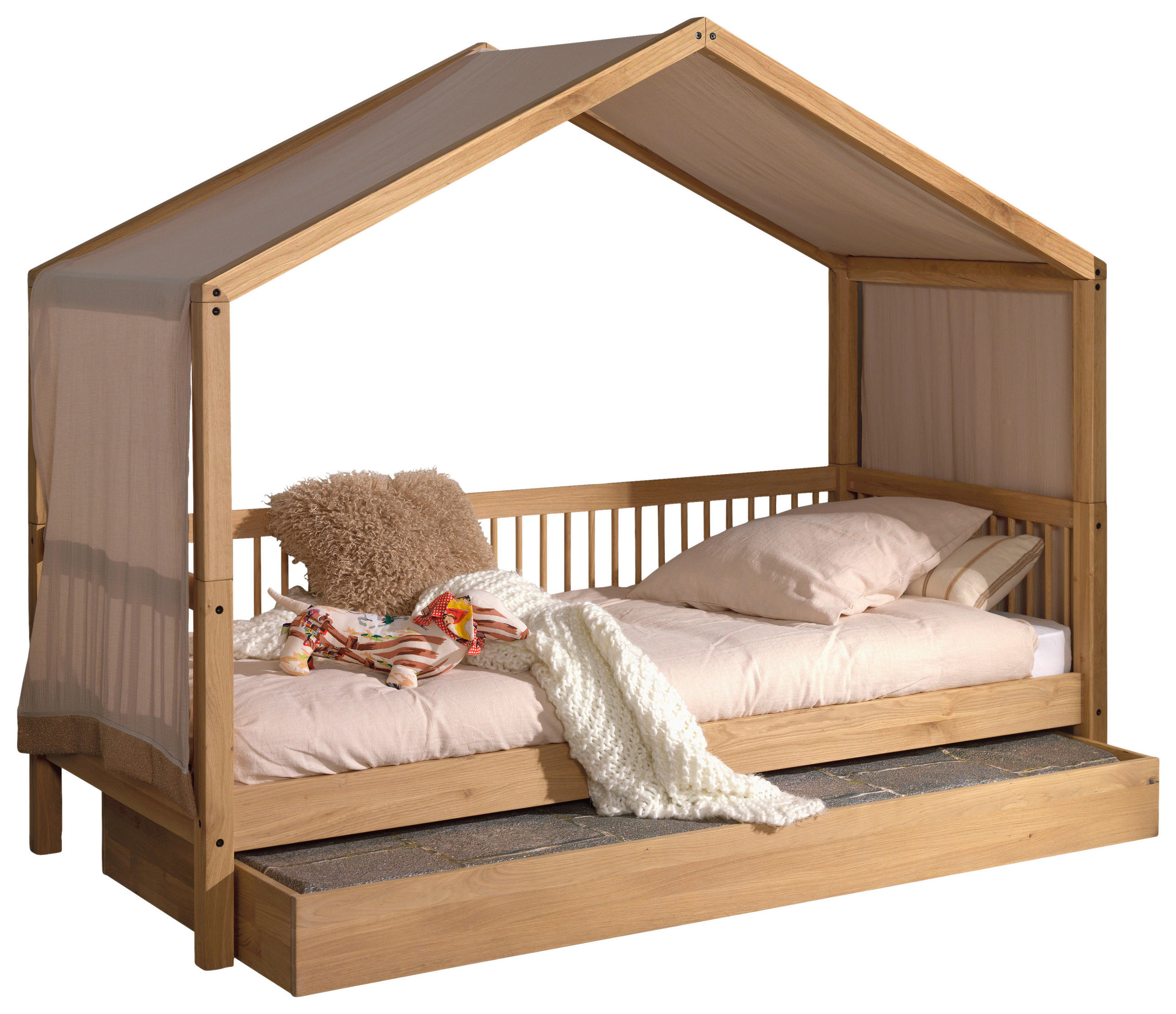 HAUSBETT Rollrost, Bettschublade 90/200 cm - Eichefarben/Naturfarben, MODERN, Holz/Holzwerkstoff (90/200cm) - MID.YOU