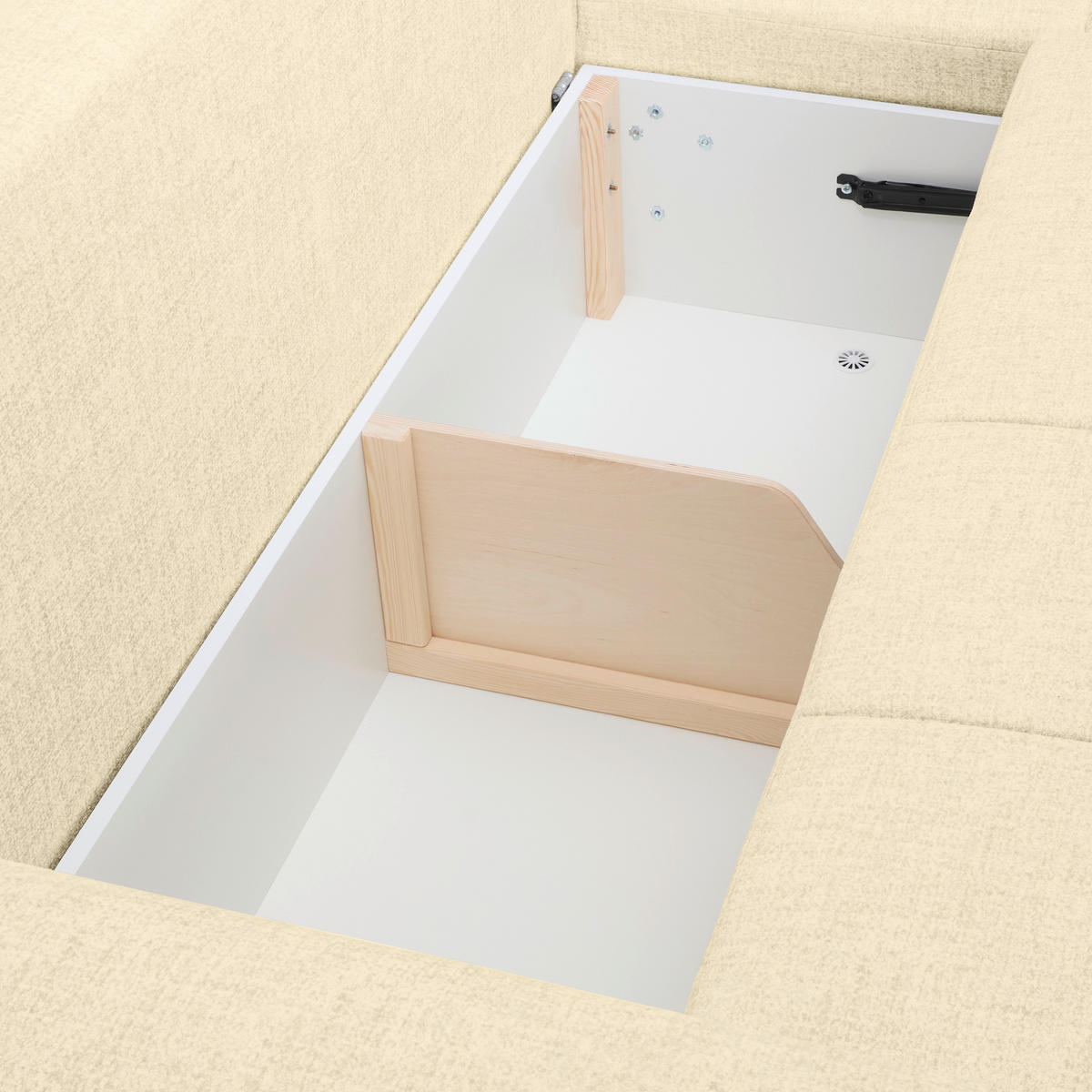 ECKSOFA Creme Mikrofaser  - Creme/Schwarz, KONVENTIONELL, Kunststoff/Textil (295/169cm) - Carryhome