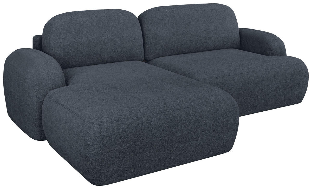 ECKSOFA Sevilla Plus in Bouclé Blau  275/175 cm  - Blau/Schwarz, Design, Kunststoff/Textil (275/175cm) - MID.YOU
