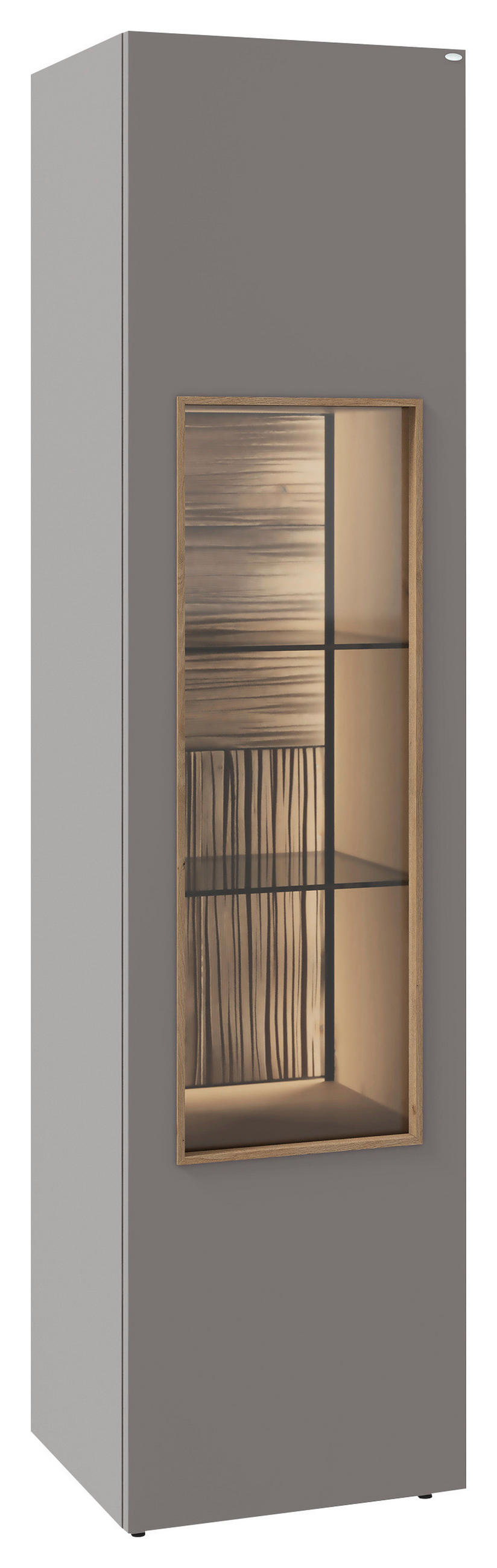 VITRINE VLACERA LIVING in furniert Wildeiche Grau, Wildeiche  - Wildeiche/Grau, Design, Glas/Holz (48/194/45cm) - Voglauer