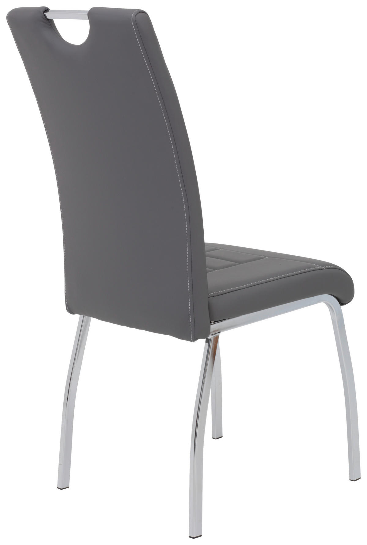 STUHL-SET 4 Stück  in Stahl Lederlook Metall, Textil  - Chromfarben/Weiß, MODERN, Textil/Metall (43/100/64cm) - MID.YOU