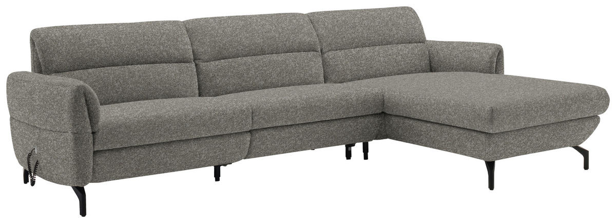 ECKSOFA Greige Chenille  - Greige/Schwarz, Design, Textil/Metall (299/187cm) - Schöner Wohnen