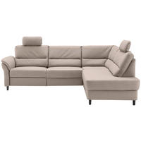 ECKSOFA in Lederlook Beige  - Beige/Schwarz, Modern, Holz/Textil (266/190cm) - Livetastic