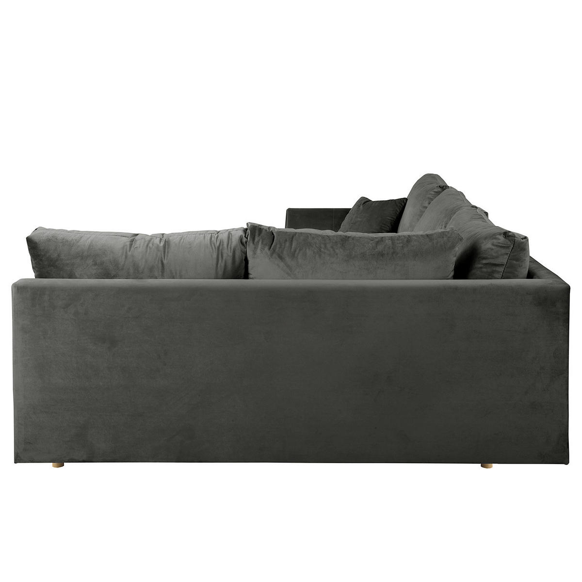 ECKSOFA Ariella Anthrazit Samt Rückenkissen  - Anthrazit/Naturfarben, Design, Holz/Textil (231/161cm) - Livetastic