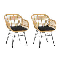 GARTENSESSEL-SET Metall, Kunststoff Naturfarben, Schwarz  - Schwarz/Naturfarben, Design, Kunststoff/Metall (58/80/59cm) - Livetastic