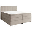 BOXSPRINGBETT 180/200 cm,  in Greige, gepolstertes Kopfteil, Bettkasten, Topper, Matratzen, H2 + H3 = mittel + fest  - Greige/Schwarz, KONVENTIONELL, Kunststoff/Textil (180/200cm) - Esposa