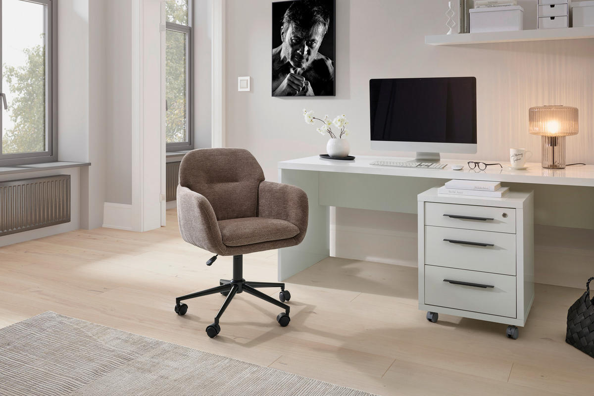 Scaun Rotativ, țesătură, maro - maro/negru, Modern, plastic/metal (55/85-95/60cm) - Livetastic