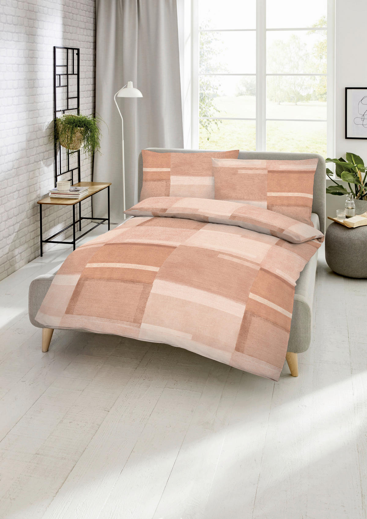 BETTWÄSCHE 3-teilig Status Makosatin 140/200 cm  - Terracotta, Basics, Textil (140/200cm) - Kaeppel