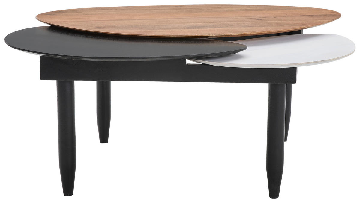 COUCHTISCH Mangoholz vollmassiv oval Multicolor  - Multicolor/Schwarz, Design, Holz (110/45/100cm) - Livetastic
