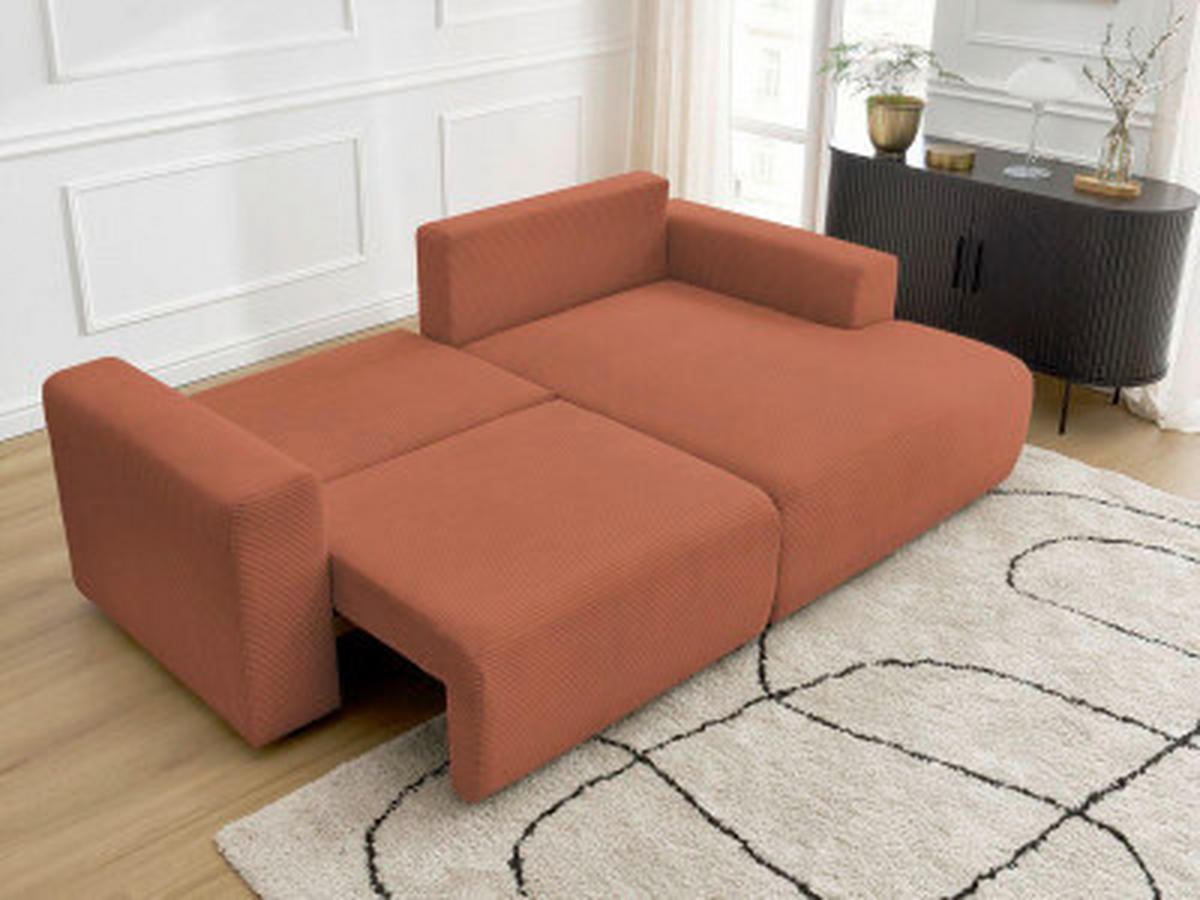 ECKSOFA Ottomane rechts  ATILLA Orange Cord  - Schwarz/Orange, MODERN, Kunststoff/Textil (244/149cm)