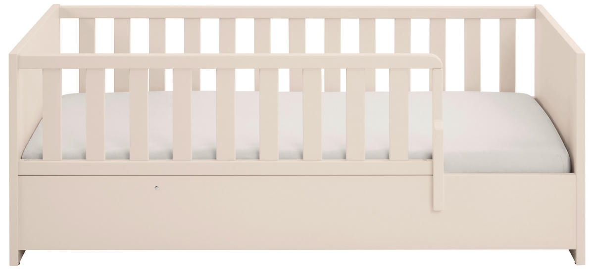 NIZKA POSTELJA - črna/bež, Basics, umetna masa/leseni material (145/75/51cm) - Paidi