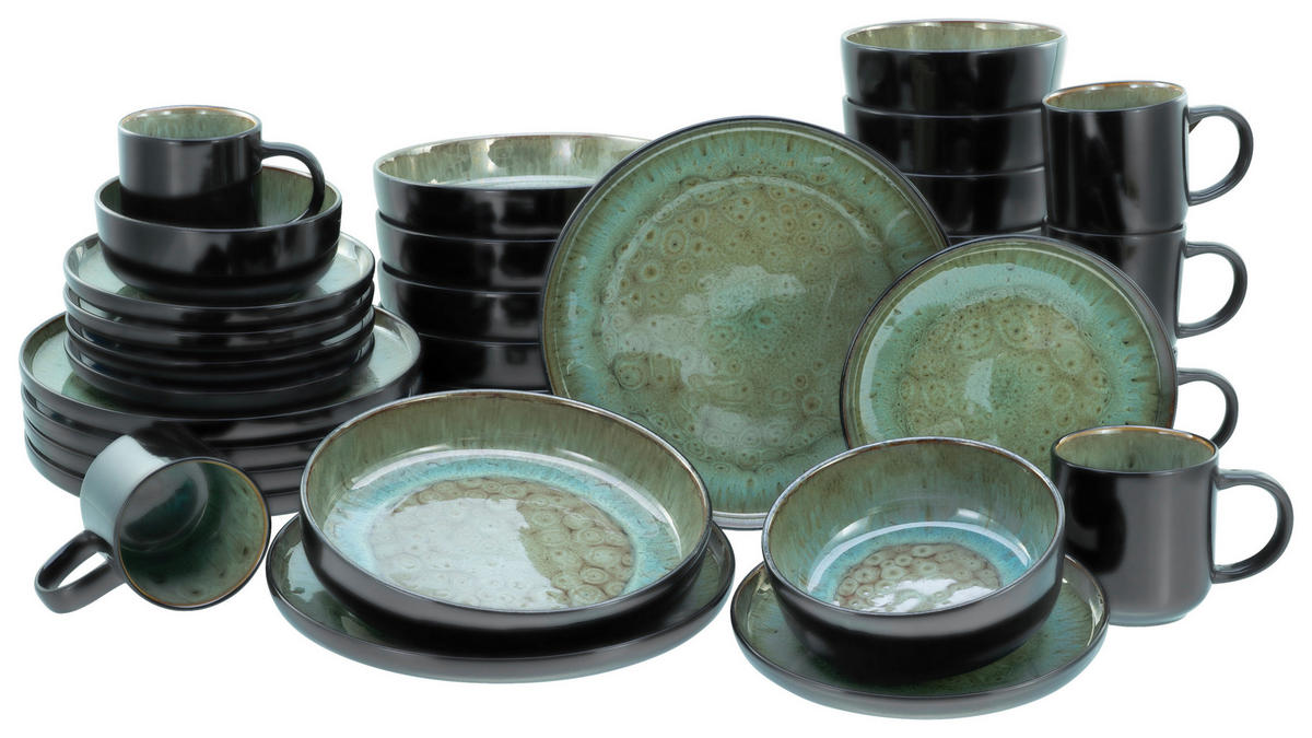 KOMBISERVICE Grün 30-teilig 6 Personen  - Grün, Trend, Keramik - Creatable