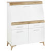SEKRETÄR  Kabeldurchlass, Stauraum  - Eichefarben/Alufarben, Trend, Holzwerkstoff/Kunststoff (98/124/39,6cm) - Carryhome
