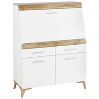 SEKRETÄR  Kabeldurchlass, Stauraum  - Eichefarben/Alufarben, Trend, Holzwerkstoff/Kunststoff (98/124/39,6cm) - Carryhome