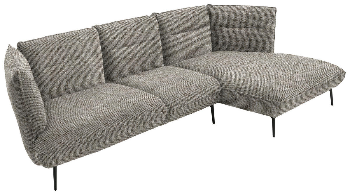 ECKSOFA in Flachgewebe Braun  - Schwarz/Braun, Design, Textil/Metall (339/153cm) - Moderano