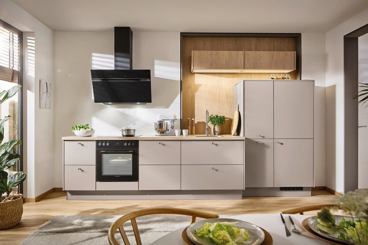 EINBAUKÜCHE   - Eichefarben/Grau, KONVENTIONELL, Holzwerkstoff - Xora