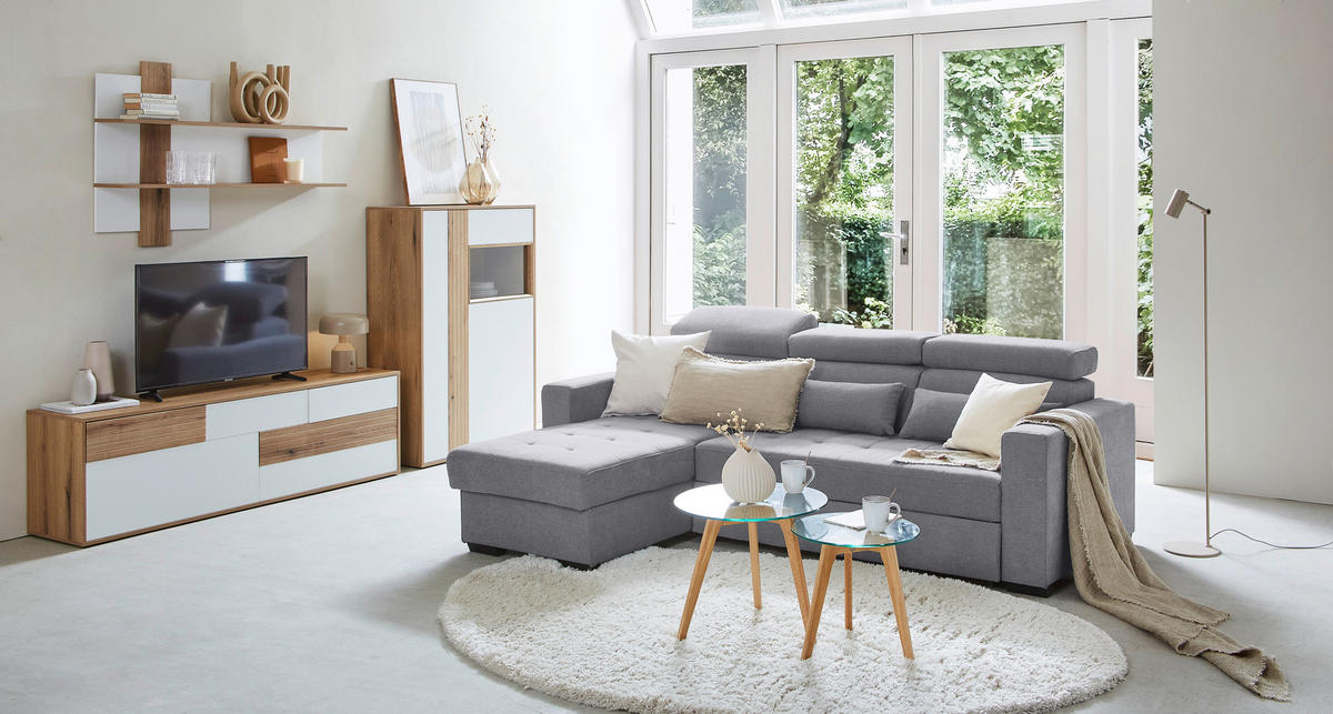 WANDPANEEL Weiss, Eichefarben  130/84,2/21 cm  - Weiss/Eichefarben, Design, Holzwerkstoff (130/84,2/21cm) - Ti'me