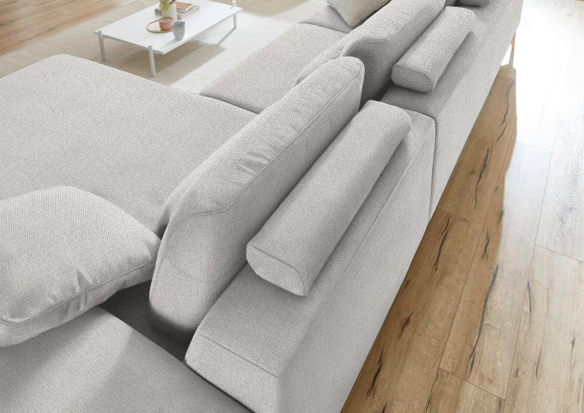 ECKSOFA in Flachgewebe Ecru  - Wildeiche/Ecru, Design, Holz/Textil (334/193cm) - Niels Andersson