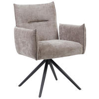 ARMLEHNSTUHL  Sitzfläche 360° drehbar, automatische Rückholfunktion Leinenoptik  - Taupe/Schwarz, Design, Textil/Metall (67/86/62cm) - Stylife