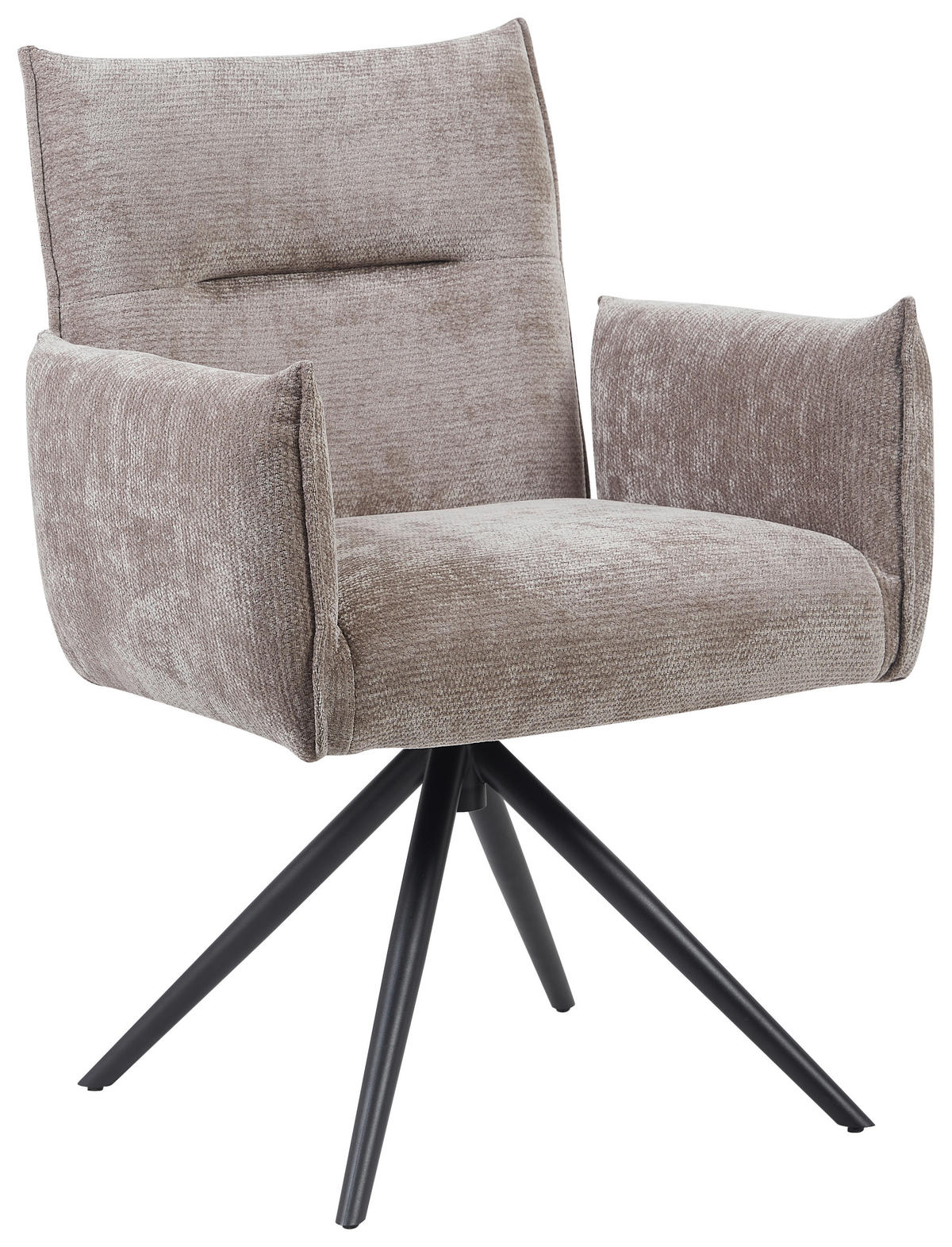 ARMLEHNSTUHL  Sitzfläche 360° drehbar, automatische Rückholfunktion Leinenoptik  - Taupe/Schwarz, Design, Textil/Metall (67/86/62cm) - Stylife