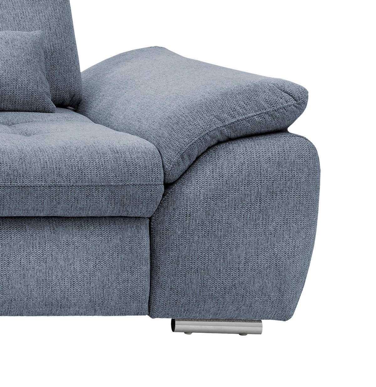 ECKSOFA in Chenille Hellblau  - Chromfarben/Anthrazit, Modern, Textil/Metall (184/314cm) - Livetastic