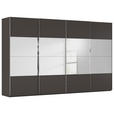 SCHWEBETÜRENSCHRANK 361/223/68 cm 4-türig Graphitfarben  - Chromfarben/Graphitfarben, Design, Glas/Holzwerkstoff (361/223/68cm) - Novel