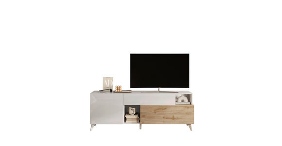 TV-ELEMENT in 181/67/42 cm - Eichefarben/Weiß Hochglanz, MODERN, Holzwerkstoff/Kunststoff (181/67/42cm) - Carryhome