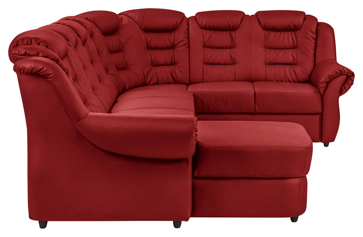 WOHNLANDSCHAFT in Lederlook Rot  - Rot/Schwarz, KONVENTIONELL, Kunststoff/Textil (165/333/216cm) - Livetastic