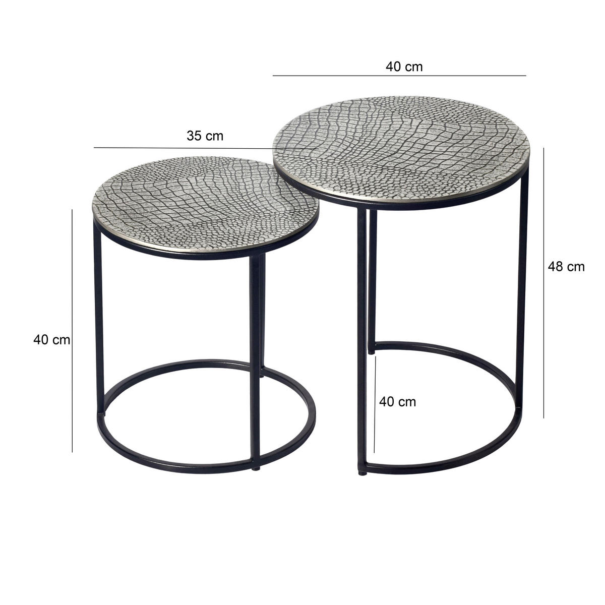 SATSBORD i metall 40/40/48 cm  - silver/svart, Design, metall (40/40/48cm) - Livetastic